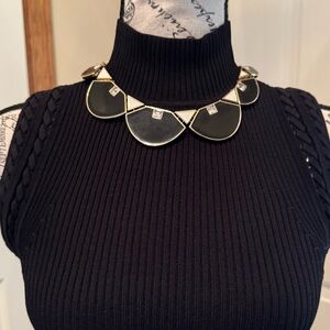 WHBM White House Black Market Black/Gold Statement Necklace